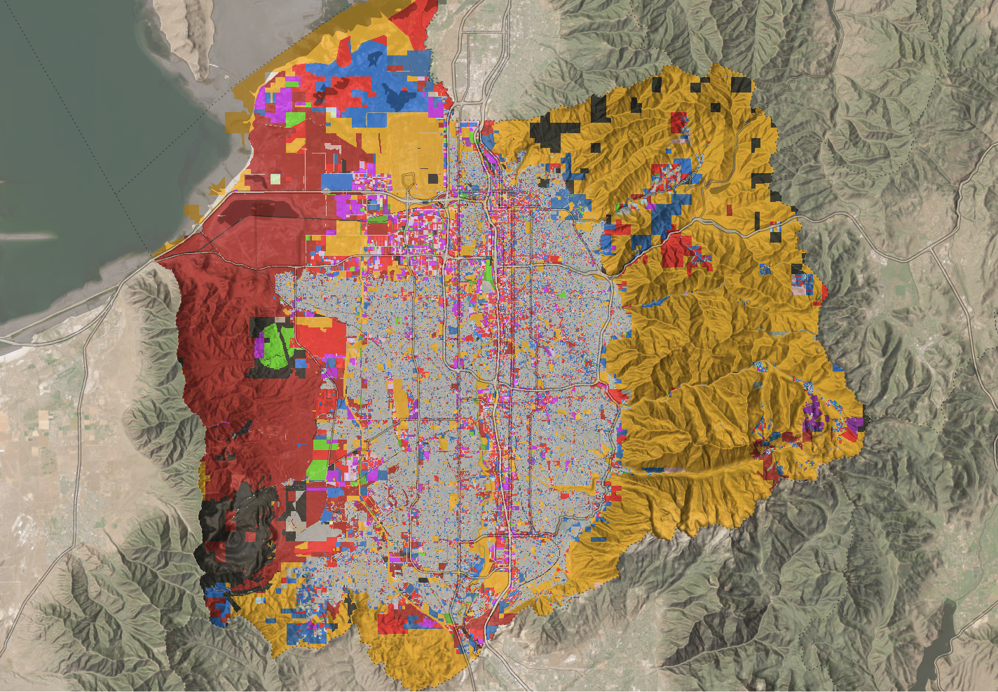 Stylized map of Salt Lake County.